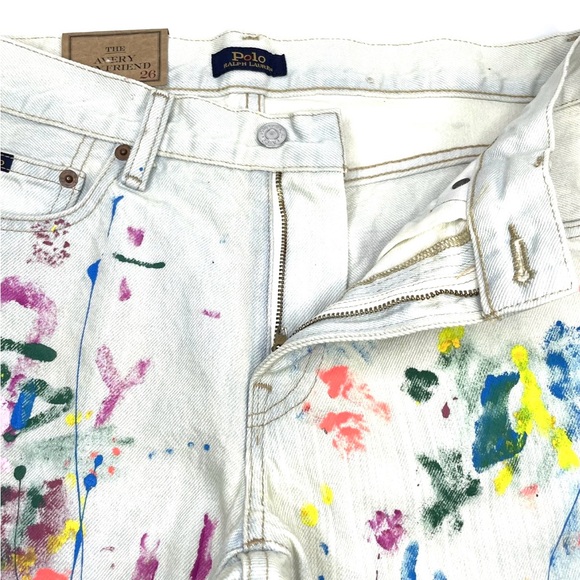 Polo Ralph Lauren Avery Boyfriend White Paint Splatter Jeans - Picture 5 of 10